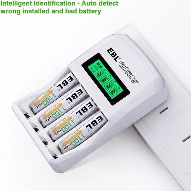 Alt view image 5 of 7 - EBL Rechargeable AAA Batteries 1100mAh (8 Counts) with 907 LCD Individual AA/AAA Rechargeable Battery Charger