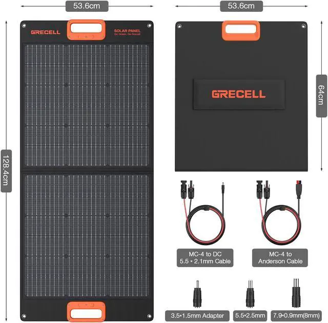 Alt view image 5 of 7 - GRECELL 100W Portable Solar Panel for Power Station Generator, 20V Foldable Solar Cell Solar Charger with MC-4 High-Efficiency Battery Charger for Outdoor Camping Van RV Trip