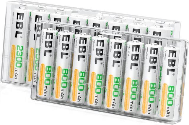 Alt view image 7 of 7 - EBL AA AAA Rechargeable Batteries Combo Pack of 16, 8 PCS AA 2300mAh & 8-Pack AAA 800mAh Ni-MH Rechargeable Batteries with 2 Pcs Battery Case Organizer