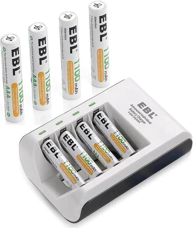Main image of EBL 8 Pack 1100mAh AAA Rechargeable Batteries with 4 Bay Battery Charger for AA AAA Ni-MH Ni-CD Batteries