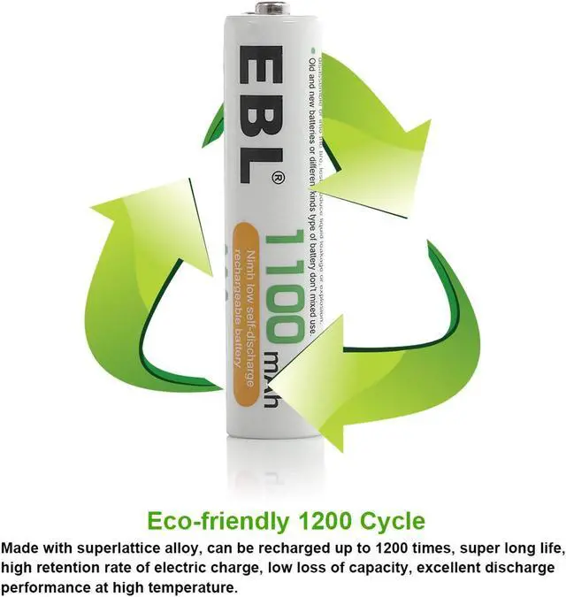 Alt view image 6 of 7 - EBL Rechargeable AAA Batteries 1100mAh 1.2V Ni-MH Triple A Batteries, 16 Counts