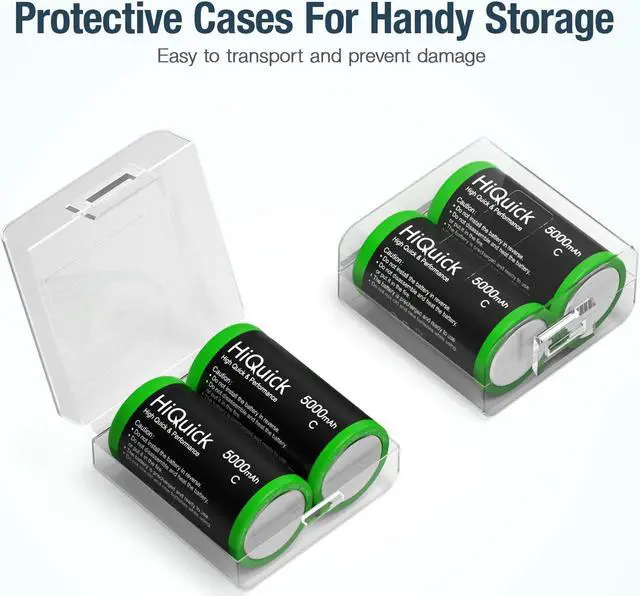 Alt view image 7 of 7 - HiQuick Ni-MH C Size Rechargeable Batteries 5000mAh - 1.2V High Capacity C Batteries, Pack of 4