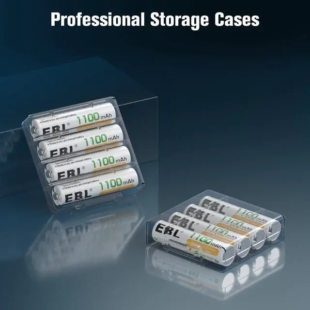 Alt view image 7 of 7 - EBL 8 Pack 1100mAh AAA Rechargeable Batteries with 8 Slots Charger for AA AAA Ni-Mh Batteries
