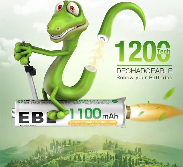 Alt view image 4 of 7 - EBL 4pcs 1100mAh 1.2V AAA Rechargeable Batteries + Battery Charger For AA AAA Ni-MH/Cd Battery