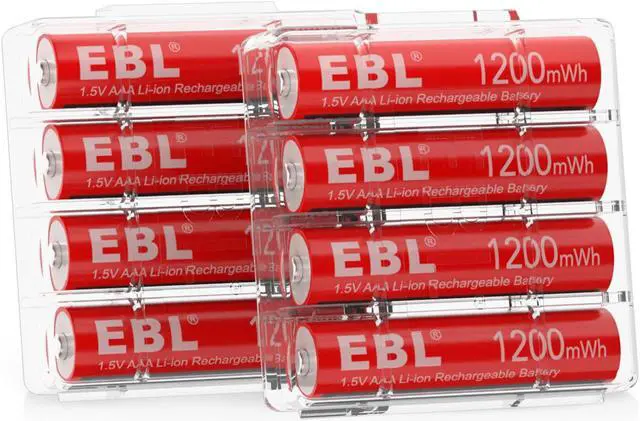 Alt view image 7 of 7 - EBL 8 Pack Rechargeable AAA Batteries 1200mWh with 8 Bay Smart Battery Charger for AA AAA Lithium Batteries