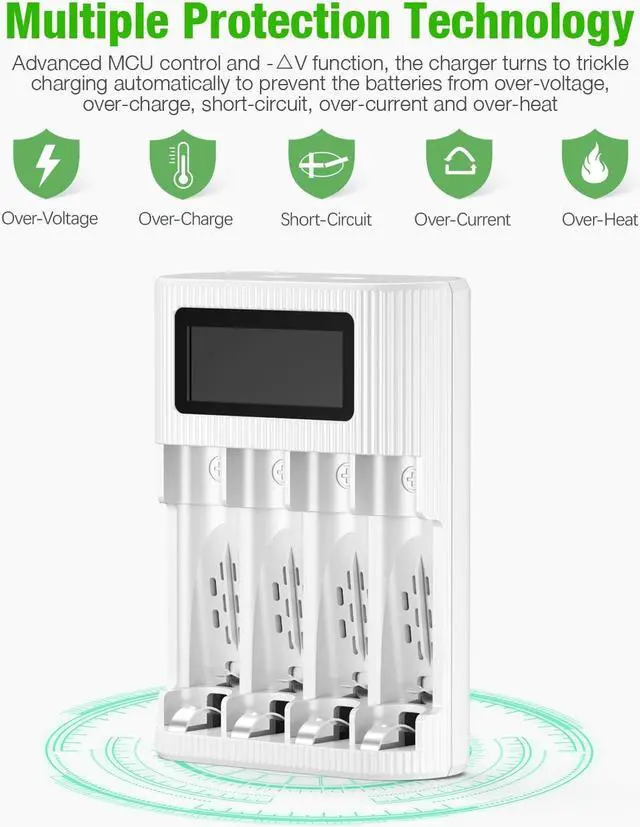 Alt view image 4 of 7 - EBL AA AAA Rechargeable Battery 8 Counts with Battery Charger - LCD Smart Charger with 4pcs 1.2V 2800mAh AA Rechargeable Battery and 4pcs 1100mAh AAA Batteries