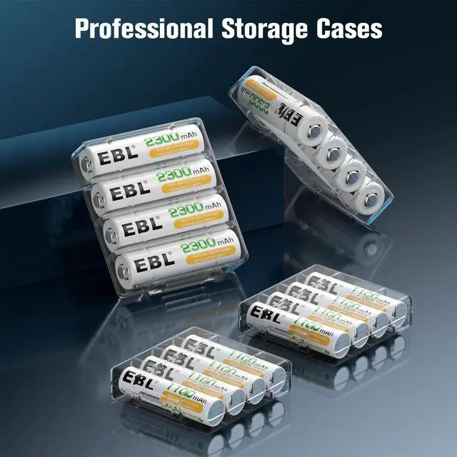 Alt view image 7 of 7 - EBL Pack Ni-MH AA 2300mAh & 1100mAh AAA Rechargeable Batteries and 808U AA AAA Rechargeable Battery Charger with 2 USB Charging Ports
