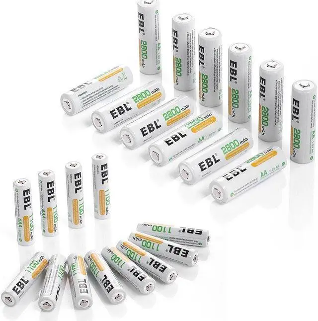 Alt view image 2 of 7 - EBL 24 Sets AA AAA Batteries Combo with 12-Pack AA 2800mAh & 12-Pack AAA 1100mAh 1.2V Rechargeable Nimh Batteries