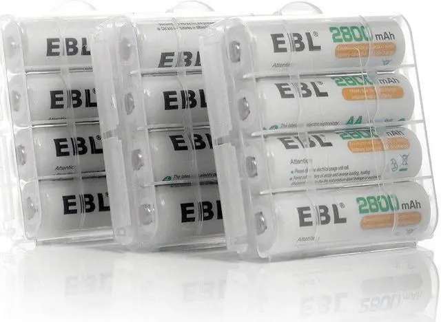 Alt view image 6 of 7 - EBL 24 Sets AA AAA Batteries Combo with 12-Pack AA 2800mAh & 12-Pack AAA 1100mAh 1.2V Rechargeable Nimh Batteries