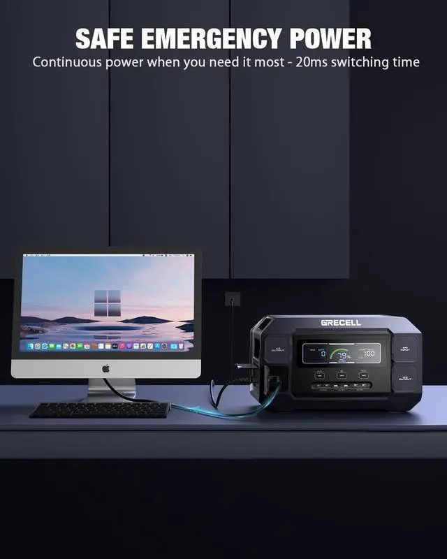 Alt view image 5 of 6 - GRECELL Portable Power Station 2200W Solar Generator 1126Wh LiFePO4 Battery Pack, 1.25Hrs Fast Charging, with 4 2200W (4800W Peak) AC Outlets, Generator for Home Use Outdoor Camping Emergency