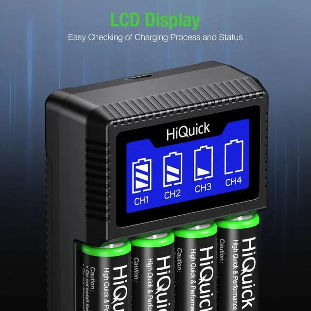Alt view image 6 of 7 - HiQuick Rechargeable AA AAA Batteries with Charger, 2800mAh AA Batteries (4 Pack) & 1100mAh AAA Batteries (4 Pack) with 5V 2A USB Fast Charging AA AAA Battery Charger