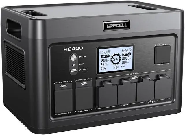 Main image of GRECEL Portable Power Station 2400W, 1843Wh LiFePO4 Solar Generator UPS Home Battery Backup Power w/4 AC Outlets (4800W Peak), 2 PD100W, 2Hrs Fast Charging for Outdoor Camping, RV Travel,Emergency