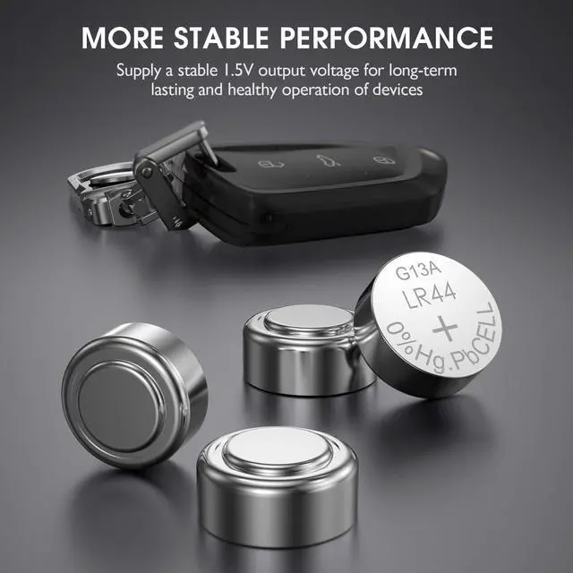 Alt view image 6 of 7 - EBL LR44 AG13 357 SR44 303 A76 Battery 1.5V Button Alkaline Coin Cell Batteries - 40 Pack