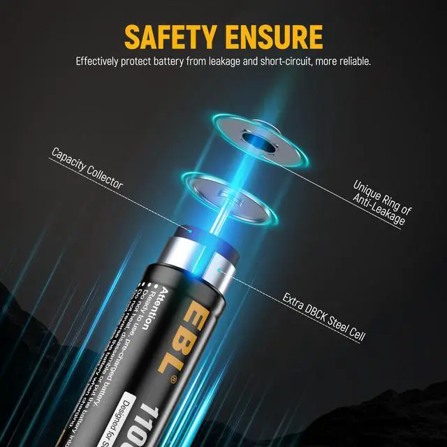 Alt view image 3 of 7 - EBL 8 Pack AA Rechargeable Batteries 1100mAh Ni-Cd Battery  for Wireless mouse and Keyboards