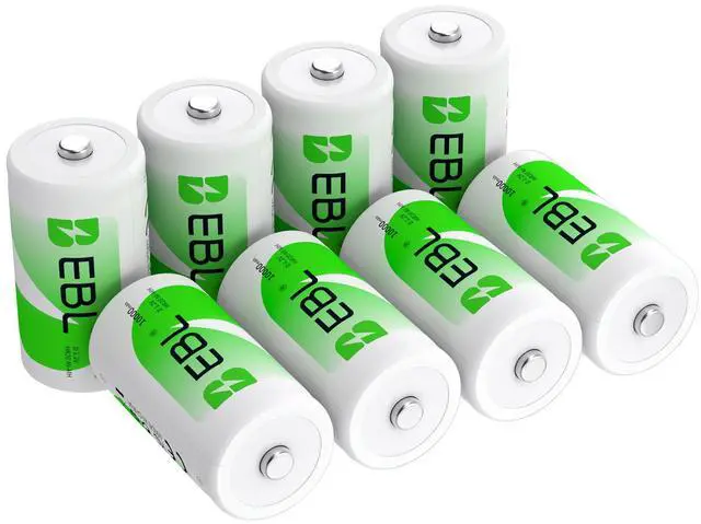 Alt view image 2 of 7 - EBL 8 Pack Size D Battery 10000mAh High Capacity High Rate Ni-MH Rechargeable Batteries