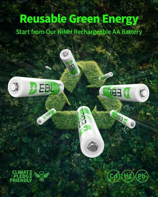 Alt view image 5 of 7 - EBL 8 Pack 2500mAh AA 1.2V Rechargeable Batteries Pre-Charged AA Batteries for Digital Camera, Children' Toys