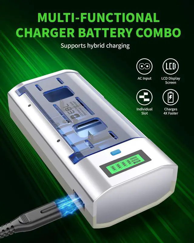 Alt view image 3 of 7 - EBL 6 Pack 10000mAh 1.2V Size D Batteries with LCD Battery Charger For 9V C D AA AAA Ni-MH Ni-CD Rechargeable Batteries