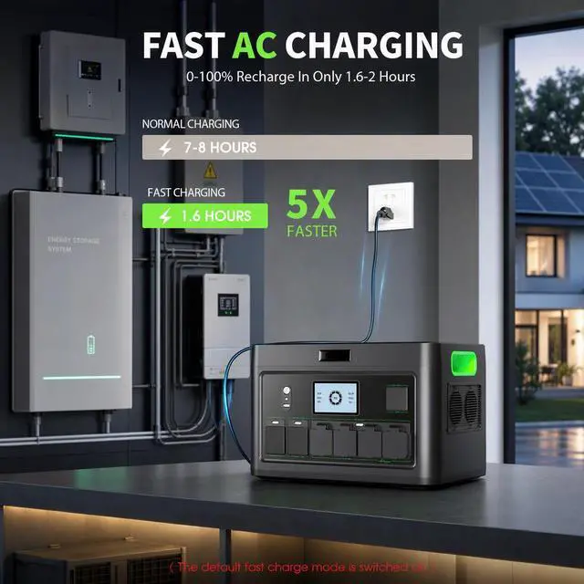 Alt view image 2 of 5 - 2399W Portable Power Station 1838Wh Solar Generator Backup Battery Power