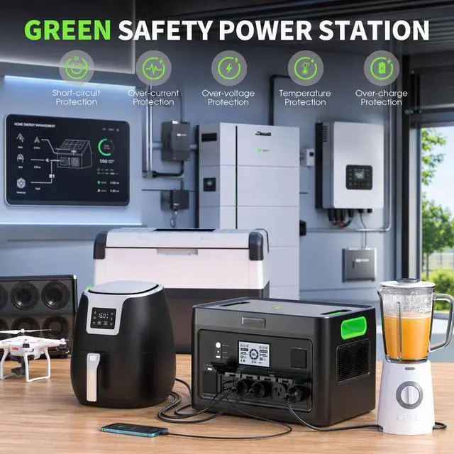 Alt view image 5 of 5 - 2399W Portable Power Station 1838Wh Solar Generator Backup Battery Power