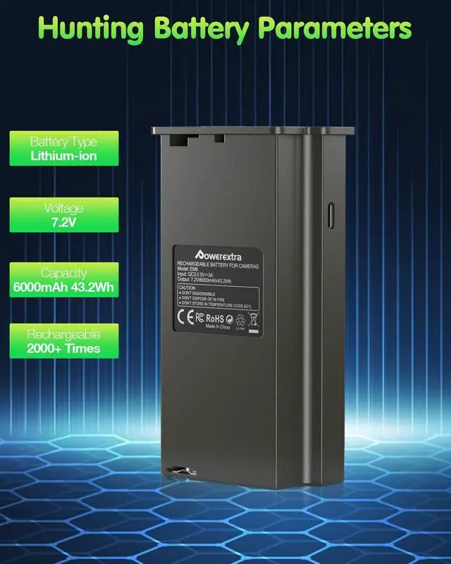 Alt view image 6 of 6 - Powerextra 2 Pack Batteries EM6 For Tactacam Reveal Hunting Camera Reveal X, XB, X Gen 2.0