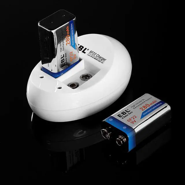 Alt view image 4 of 7 - EBL 2 Pack 6F22 600mAh 9V Rechargeable Batteries+ Battery Charger for Li-ion NI-MH NI-CD Replacement Battery