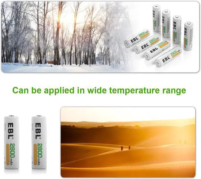Alt view image 7 of 7 - EBL 8 Pack High Capacity 2800mAh AA Ni-MH Rechargeable Batteries, Battery Case Included