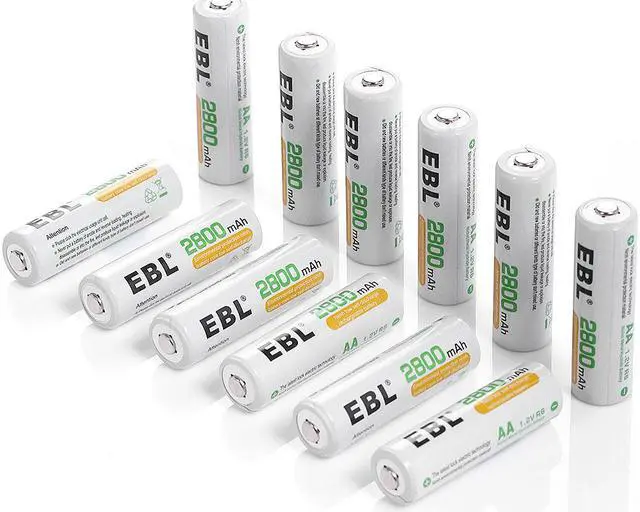 Main image of EBL 12 Pack High Capacity 2800mAh AA Ni-MH Rechargeable Batteries, Battery Case Included