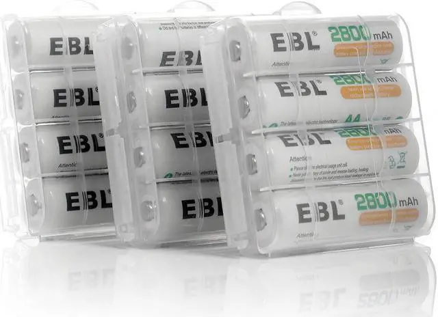Alt view image 2 of 7 - EBL 12 Pack High Capacity 2800mAh AA Ni-MH Rechargeable Batteries, Battery Case Included