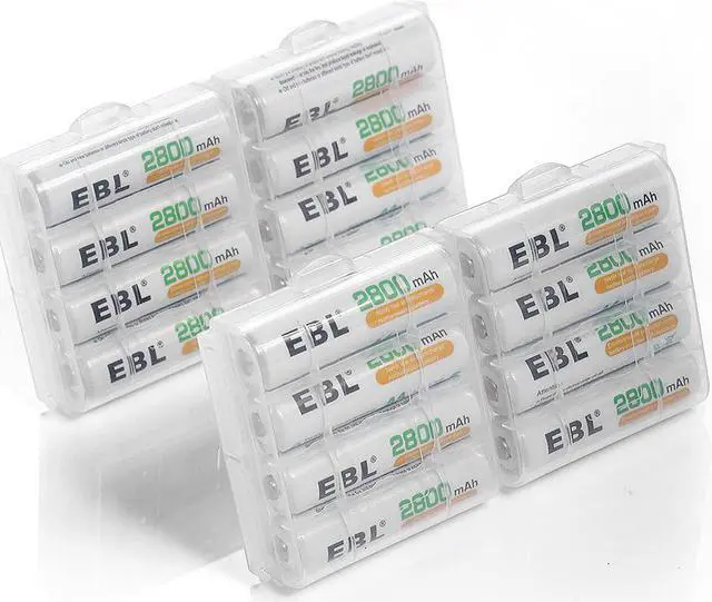 Alt view image 2 of 7 - EBL 16 Pack High Capacity 2800mAh AA Ni-MH Rechargeable Batteries, Battery Case Included