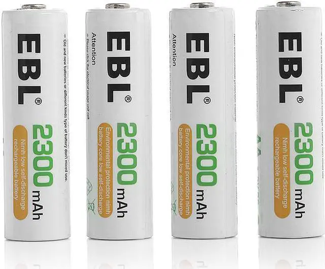 Main image of EBL 4 Pack 2300mAh AA Ni-MH Rechargeable Batteries, Battery Case Included