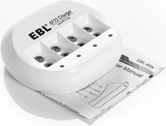 Alt view image 4 of 7 - EBL 855A Charger  4pcs 6F22 9V Li-ion Rechargeable Battery Charger
