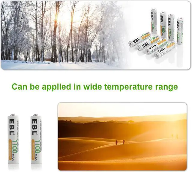 Alt view image 7 of 7 - EBL 4 Pack 2800mAh AA Battery + 4 Pack 1100mAh AAA Battery + 8 Bay Battery Charger for AA AAA Ni-MH Ni-CD Rechargeable Batteries