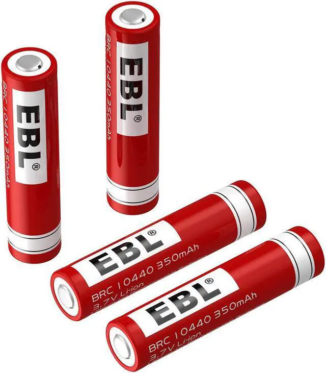 Alt view image 4 of 7 - EBL 4 Pack 10440 Battery 3.7v 350mAh Li-ion Rechargeable Batteries
