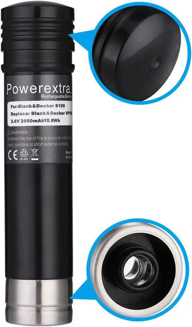 Alt view image 5 of 6 - Powerextra 2 Pack 3.6v 3000mAh Replacement Battery for Black & Decker Versapak Vp100, Vp105, Vp110, Vp142, Vp7240 Sears-Craftsman Pivot180 PLR36NC S100 Black and Decker NI-MH Batteries