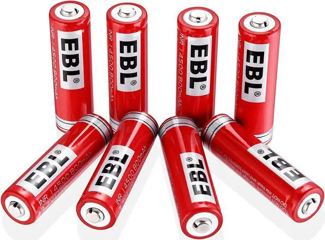 Alt view image 4 of 7 - EBL 8 Piece 14500 Li-ion Battery 3.7V 800mAh Rechargeable Batteries for LED Flashlight Torch