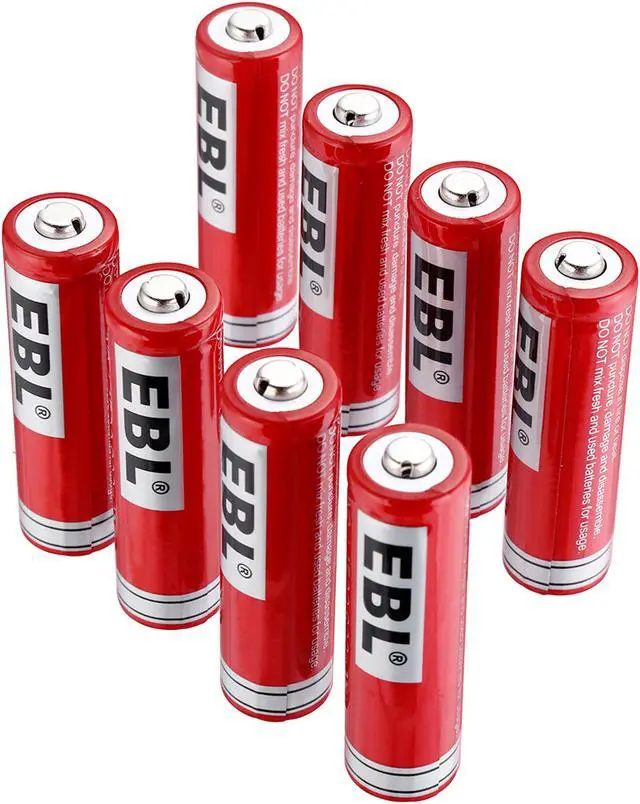 Alt view image 2 of 7 - EBL 8 Piece 14500 Li-ion Battery 3.7V 800mAh Rechargeable Batteries for LED Flashlight Torch