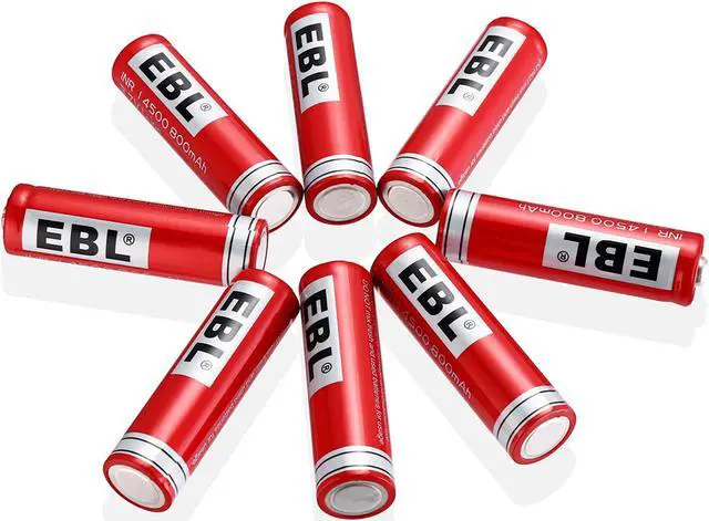 Alt view image 5 of 7 - EBL 8 Piece 14500 Li-ion Battery 3.7V 800mAh Rechargeable Batteries for LED Flashlight Torch