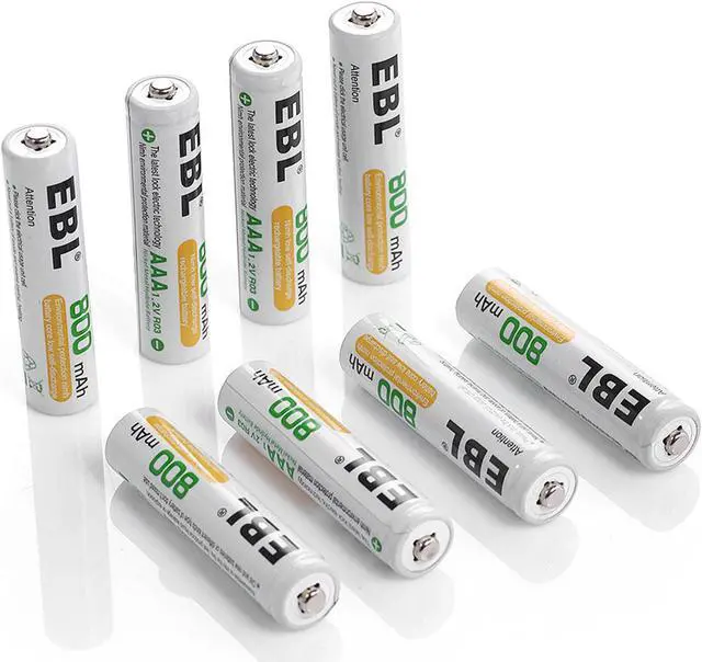 Alt view image 2 of 7 - EBL 8 Pack 1.2V AAA Battery 800mAh Ni-Mh Rechargeable Batteries for cordless phone toys