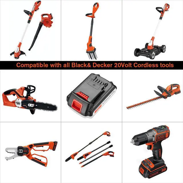 Alt view image 4 of 7 - Powerextra 2 Pack 20V 2000mAh Replacement Lithium-ion Battery for Black&Decker LBXR20 LB20, LBX20 Black And Decker Power Tools Batteries