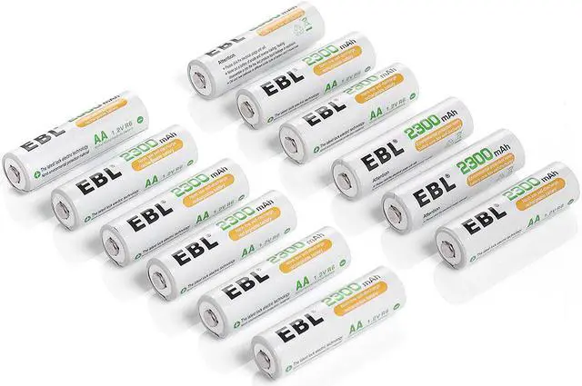 Alt view image 2 of 7 - EBL 12 Pack 1.2V AA Battery 2300mAh Ni-MH Rechargeable Batteries for Camera Microphone Radio
