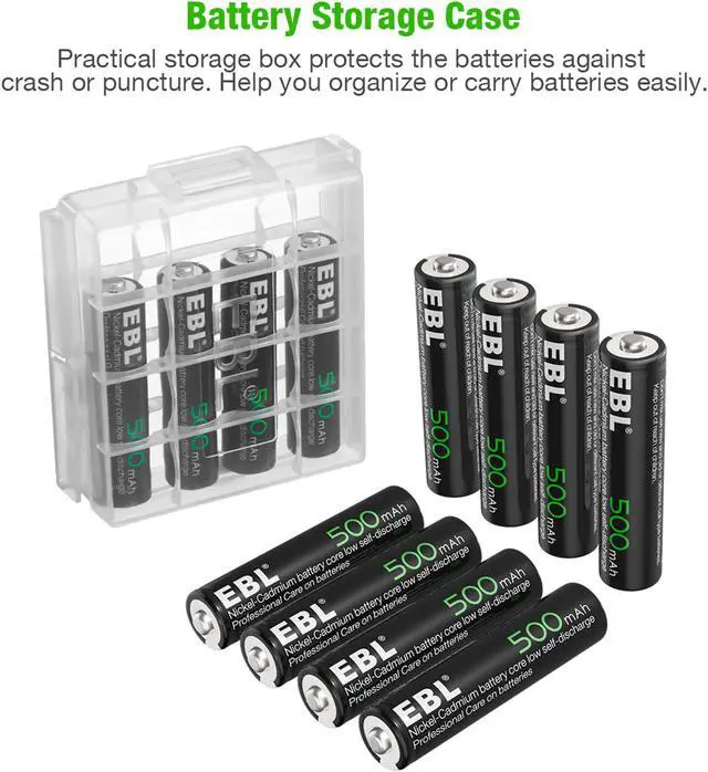 Alt view image 6 of 7 - EBL AAA Rechargeable Batteries (12 Pack), 500 mAh NiCD Triple A Batteries