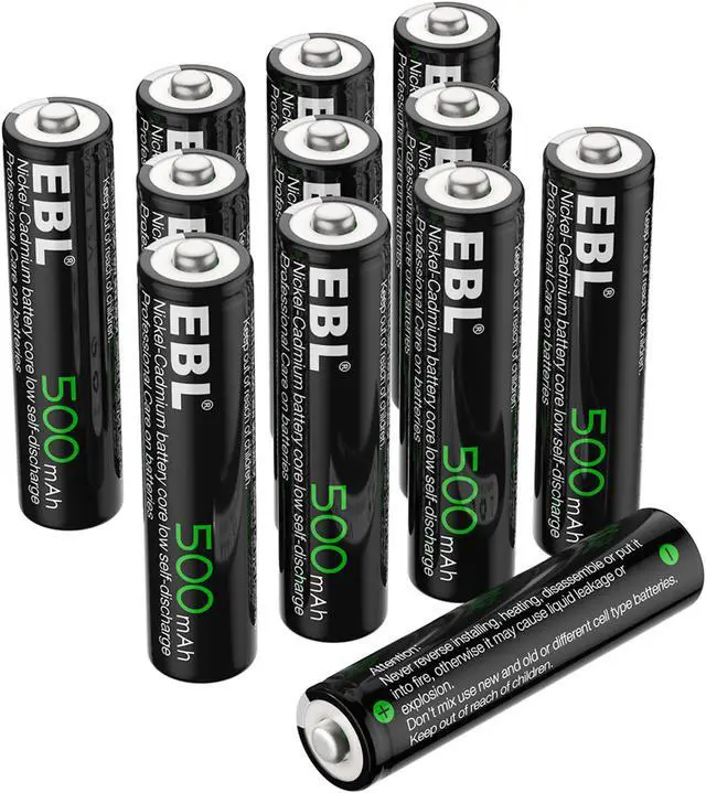 Alt view image 2 of 7 - EBL AAA Rechargeable Batteries (12 Pack), 500 mAh NiCD Triple A Batteries