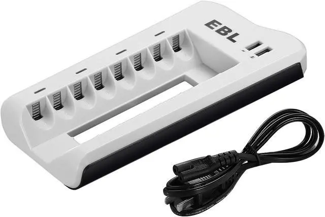 Alt view image 2 of 7 - EBL 8 Bay Battery Charger For AA AAA Ni-MH Ni-CD Rechargeable Batteries with Dual USB Charging Ports