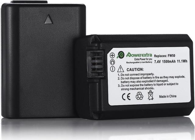 Powerextra 2 Pack NP-FW50 7.4V 1500mAh Li-ion Replacement Battery for SONY  NEX-3N NEX-5T NEX-6 NEX-7 A3000 A5000 A6000 A7 Digital Camera 