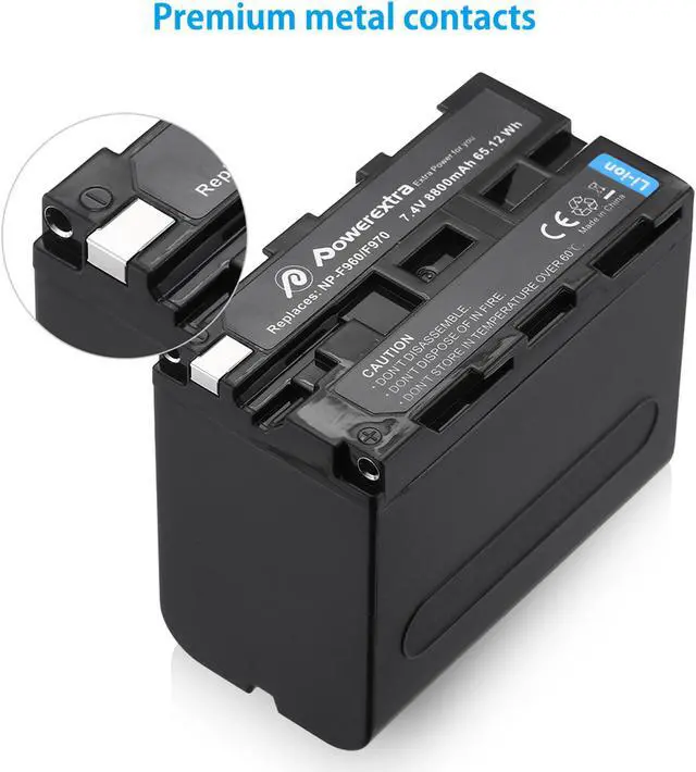 Alt view image 3 of 7 - Powerextra 8800mAh 7.2V NP-F970 NP-F960 Battery For Sony NP-930, NP-F930, NP-F950, NP-F960, NP-F970, VSN013C