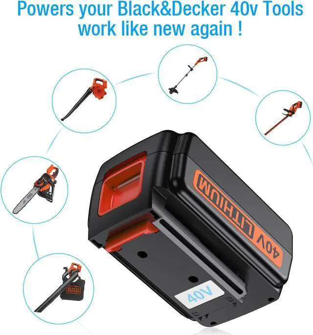 Alt view image 5 of 7 - Powerextra 40 Volt MAX 3000mAh Replacement Battery for Black&Decker LBX2040 LBXR36 40V Power Tool Lithium ion Battery