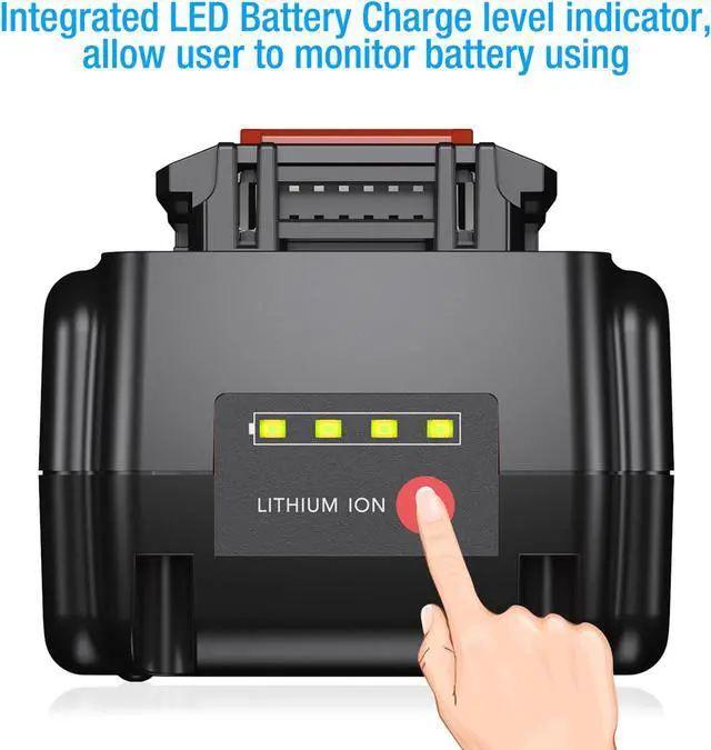 Alt view image 6 of 7 - Powerextra 40 Volt MAX 3000mAh Replacement Battery for Black&Decker LBX2040 LBXR36 40V Power Tool Lithium ion Battery