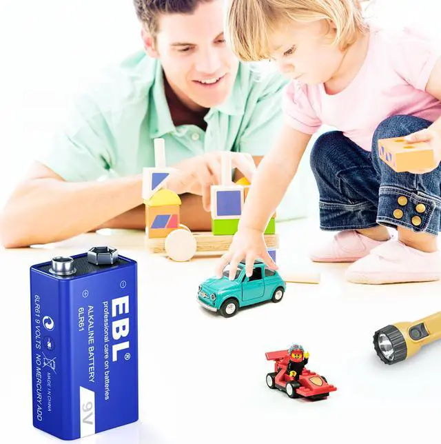 Alt view image 7 of 7 - EBL 4 Pcs 9V 6LR61 Battery 9 Volt Alkaline Batteries Ultra Long Lasting and Leak Proof