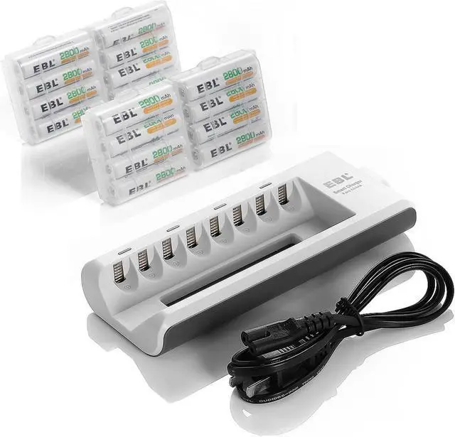 Main image of EBL 16 Pack 2800mAh AA Rechargeable Battery + 8 Bay Battery Charger for Ni-MH Ni-CD AA AAA Batteries