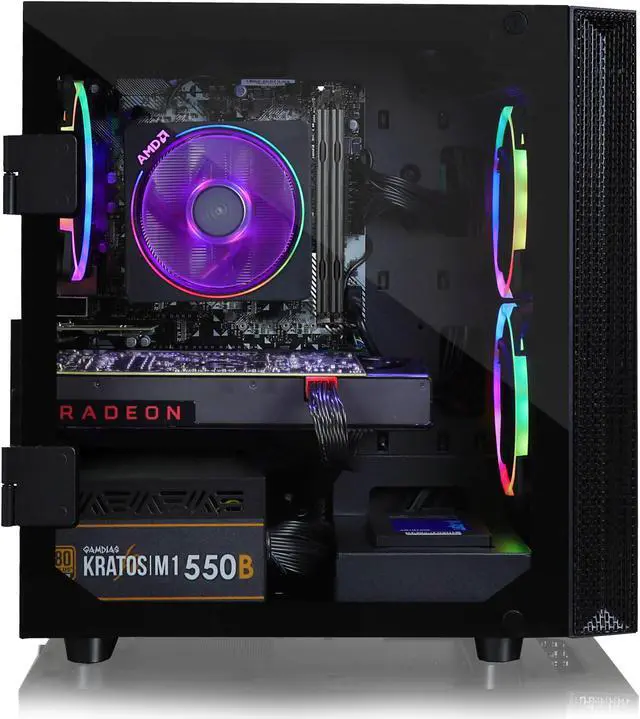 Alt view image 2 of 5 - CLX SET Gaming PC - AMD Ryzen 7 3700X 3.6GHz 8-Core, 16GB DDR4 2666, Radeon RX 5600 XT 6GB, 480GB SSD + 2TB HDD, WiFi, Black Mini-Tower RGB, Windows 10 Home